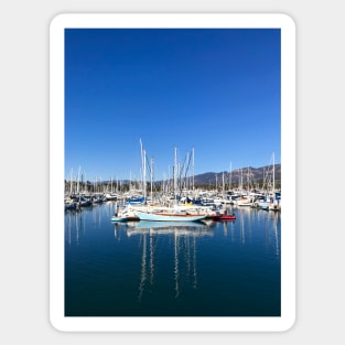 Yacht Harbor with Sailboats Sticker